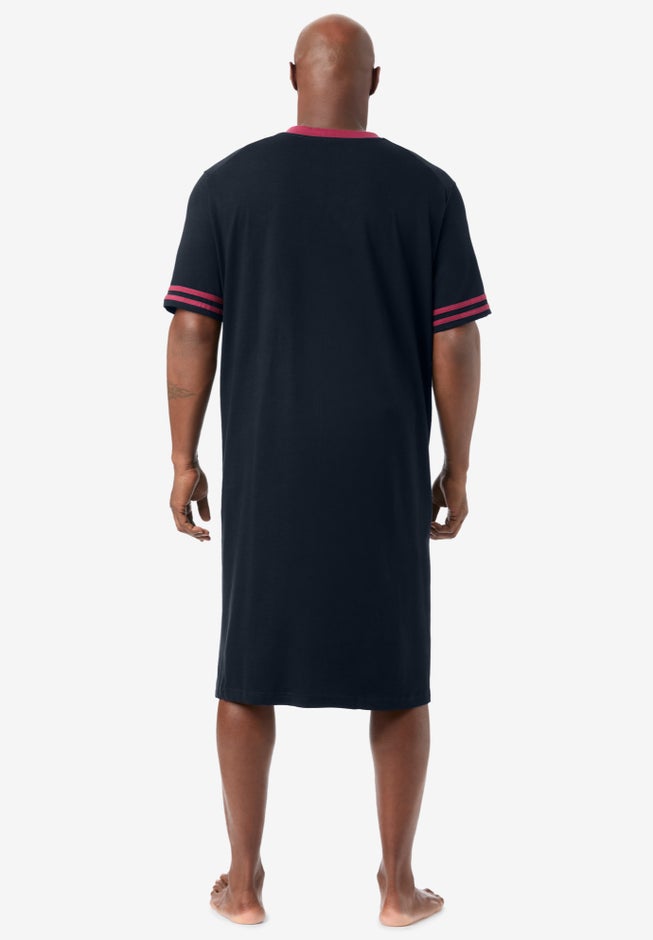 Short-Sleeve Jersey Henley Nightshirt image number 2