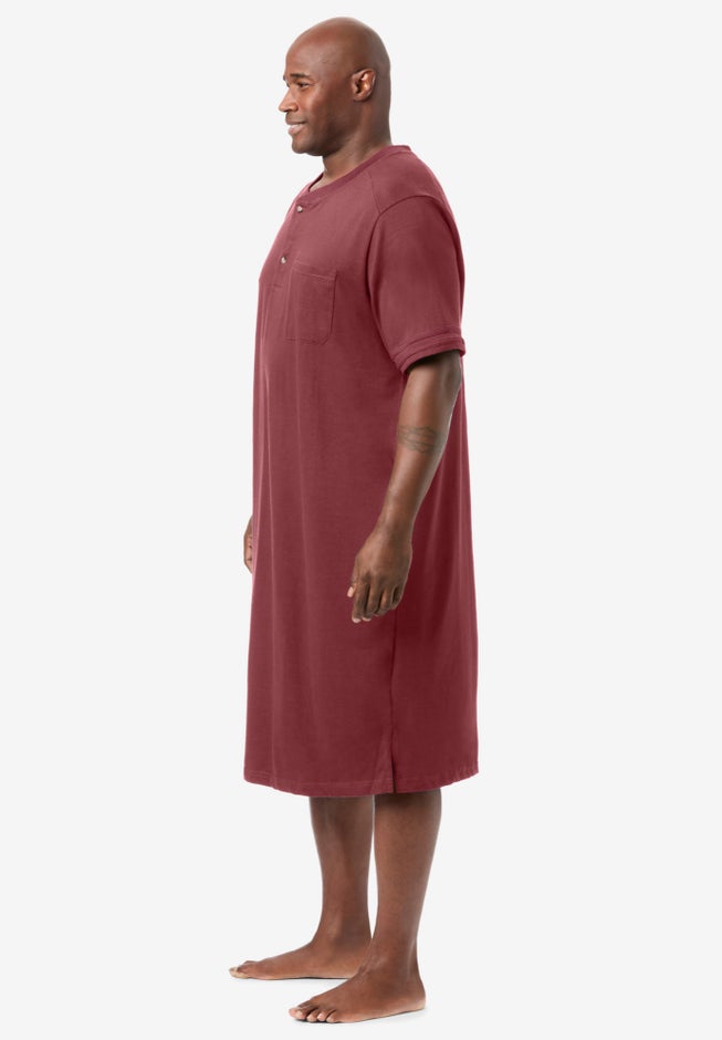 Short-Sleeve Jersey Henley Nightshirt image number 1