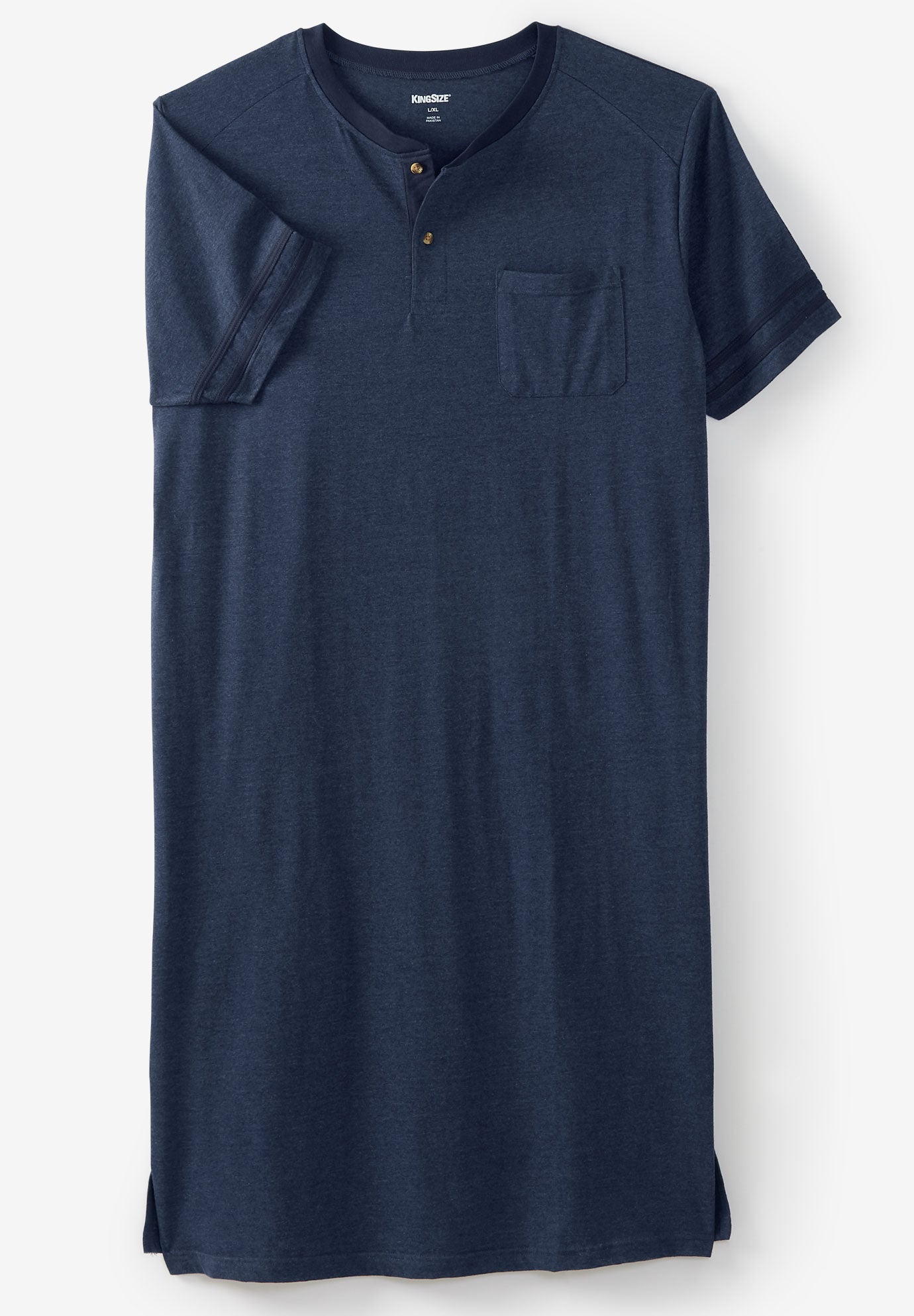Short-Sleeve Jersey Henley Nightshirt image number 0