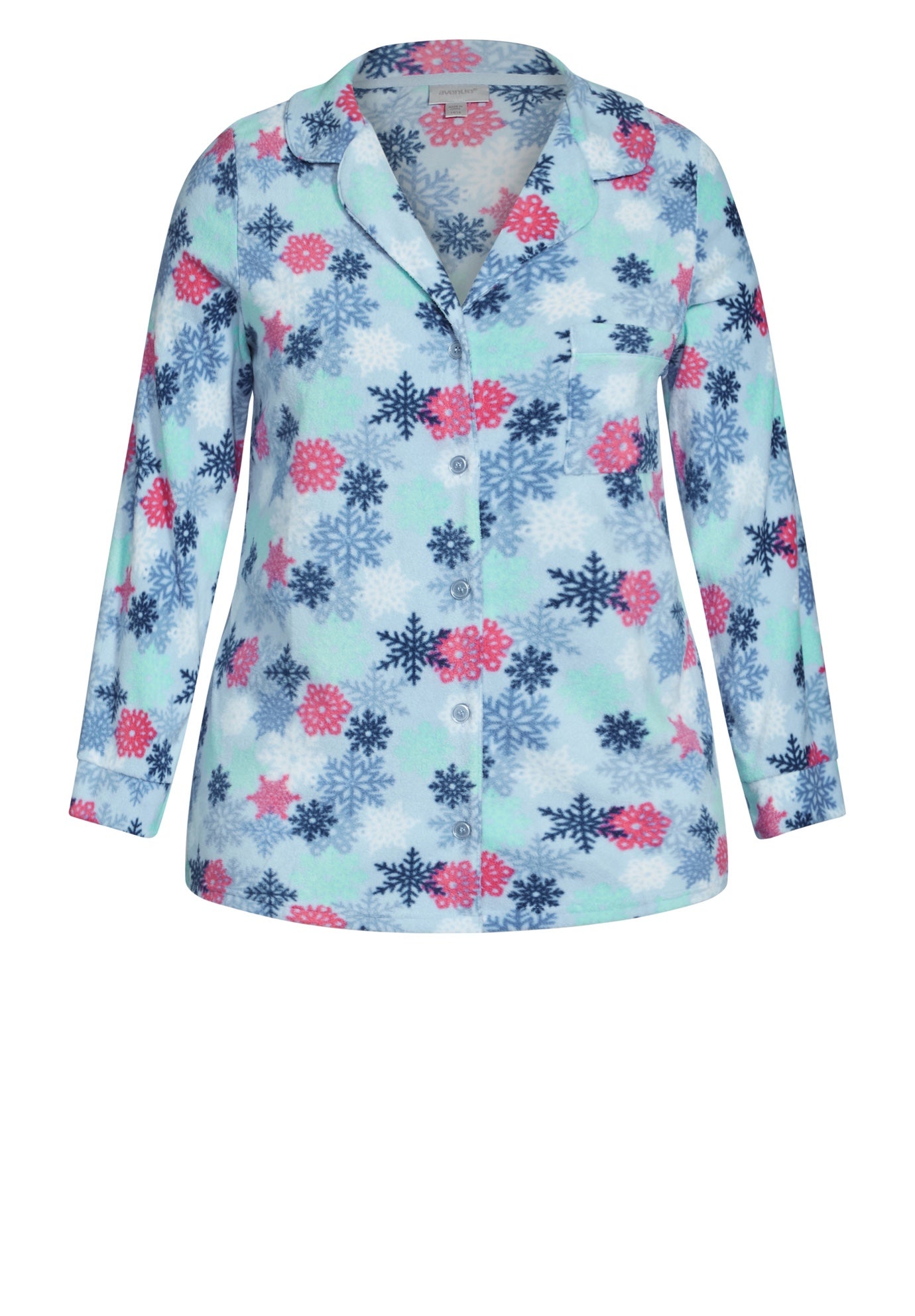 Snowflake Button Fleece Sleep Top image number 2