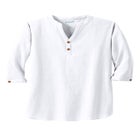 Gauze Mandarin Collar 3/4 Sleeve Shirt image number null