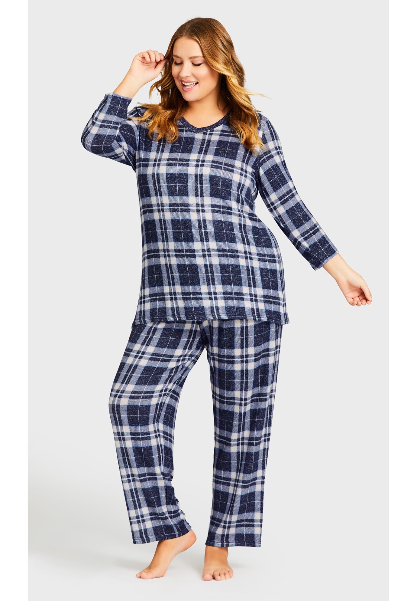 Hacci V Neck Check Top image number 0