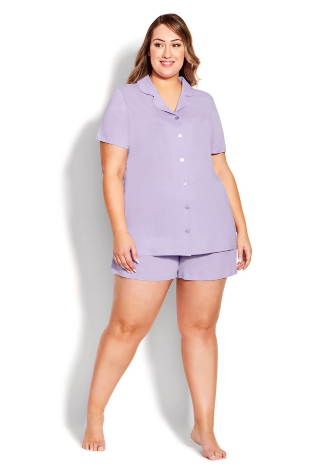 Button Short Sleeve Sleep Top image number 1