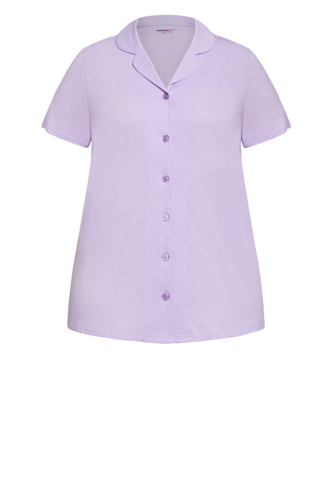 Button Short Sleeve Sleep Top image number 4