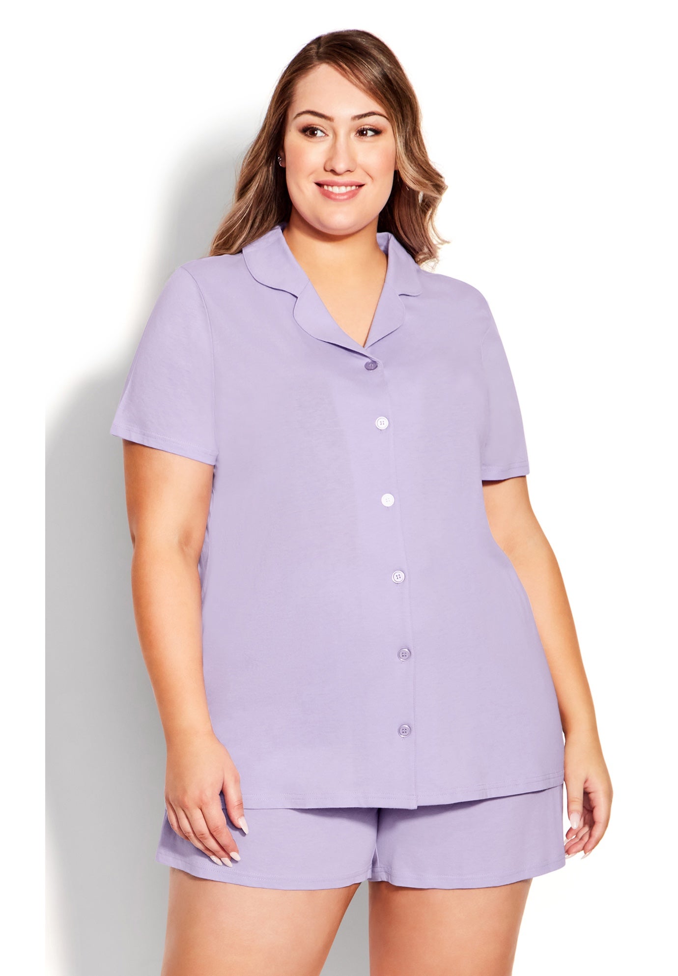 Button Short Sleeve Sleep Top image number 0