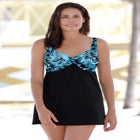 Print Bodice Swim Dress image number null