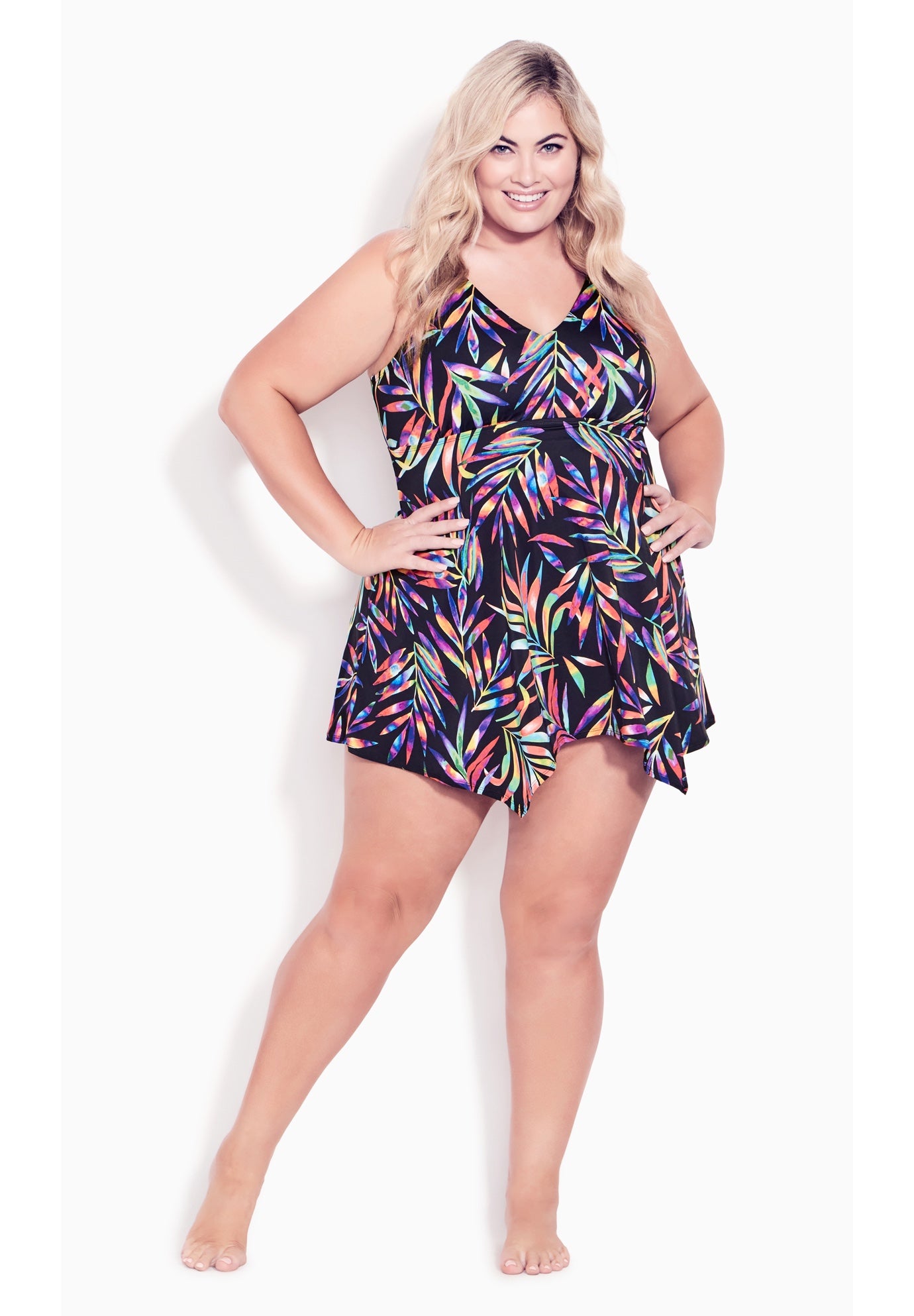 Sharkbite Print Swim Dress image number 0