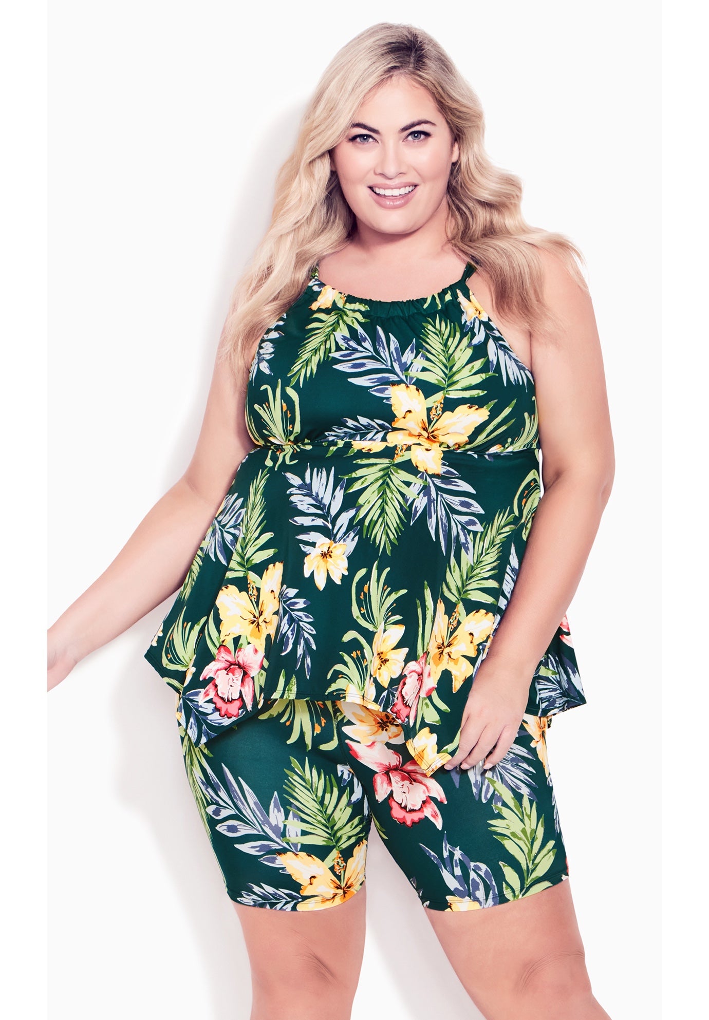 Handkerchief Print Tankini Top image number 0