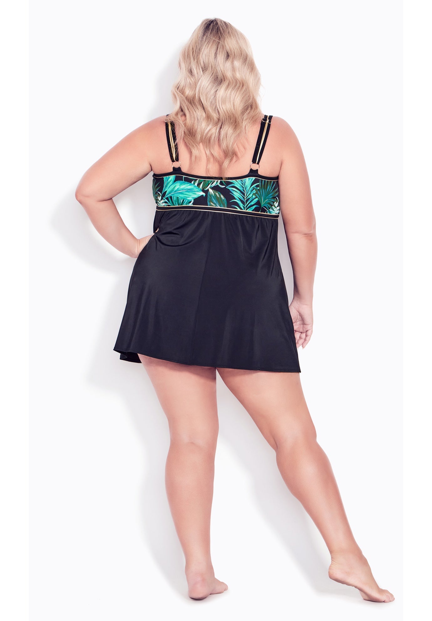 Empire Print Swim Dress image number 1