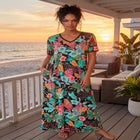 V-Neck Short Sleeve Maxi T-Shirt Lounger image number null