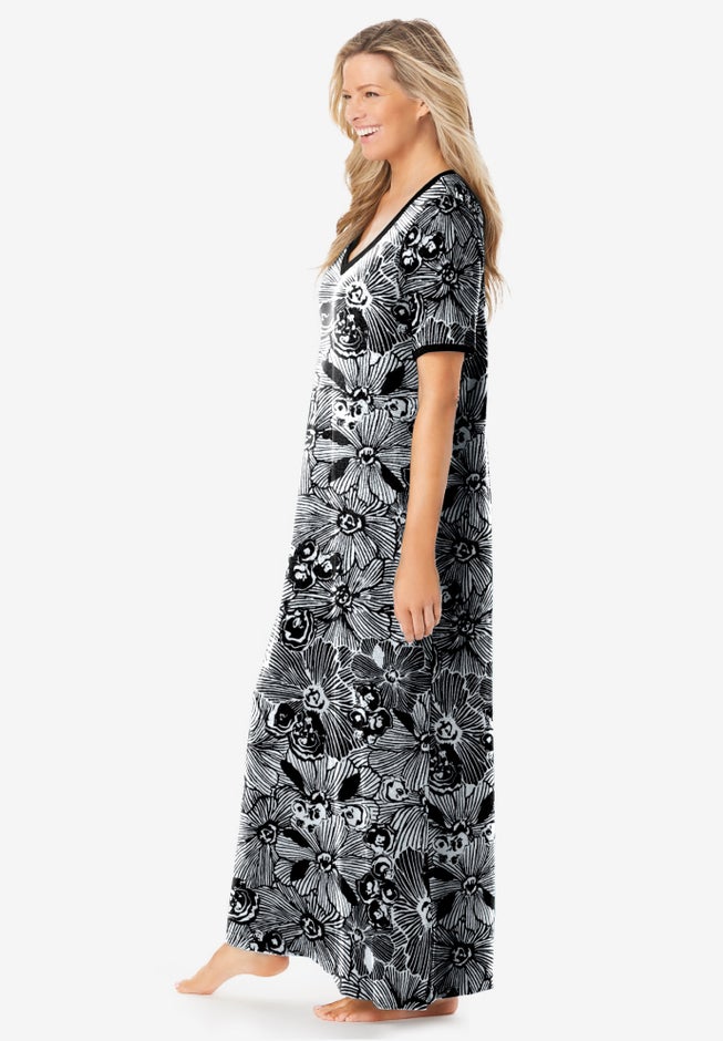 V-Neck Short Sleeve Maxi T-Shirt Lounger image number 2