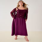 Plus-Size 2 Piece Long Sleeve Embellished Lace Jacket and Full Gown image number null