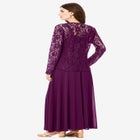 Plus-Size 2 Piece Long Sleeve Embellished Lace Jacket and Full Gown image number null