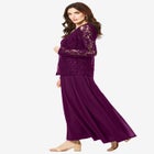 Plus-Size 2 Piece Long Sleeve Embellished Lace Jacket and Full Gown image number null