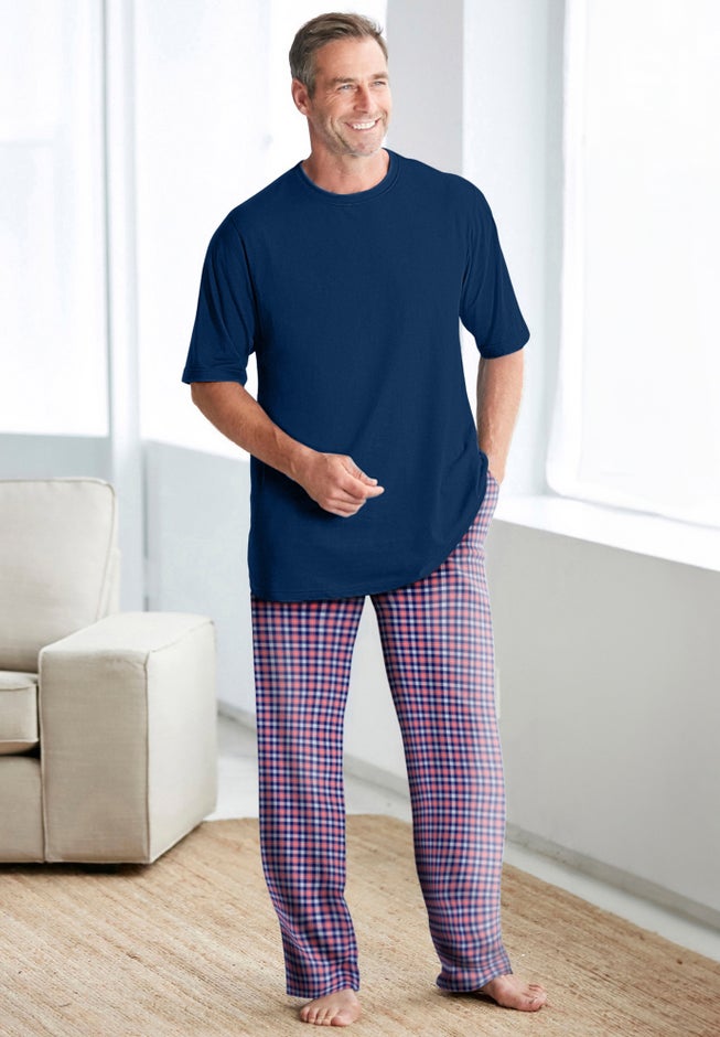 Jersey Knit Plaid Pajama Set image number 1