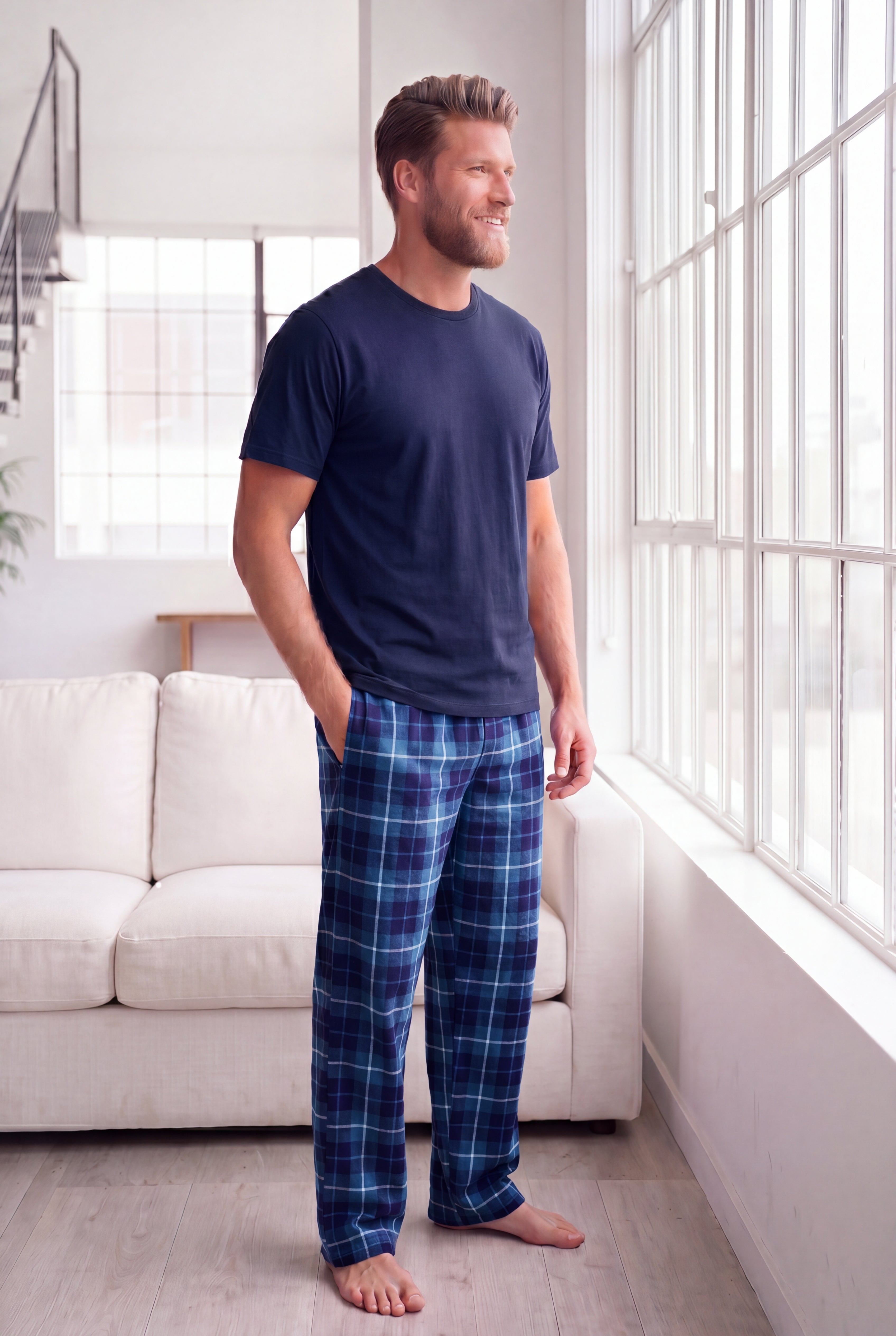 Jersey Knit Plaid Pajama Set image number 0