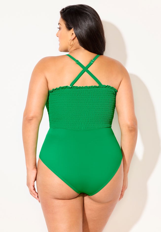 Smocked Ring Strap One Piece Swimsuit image number 6