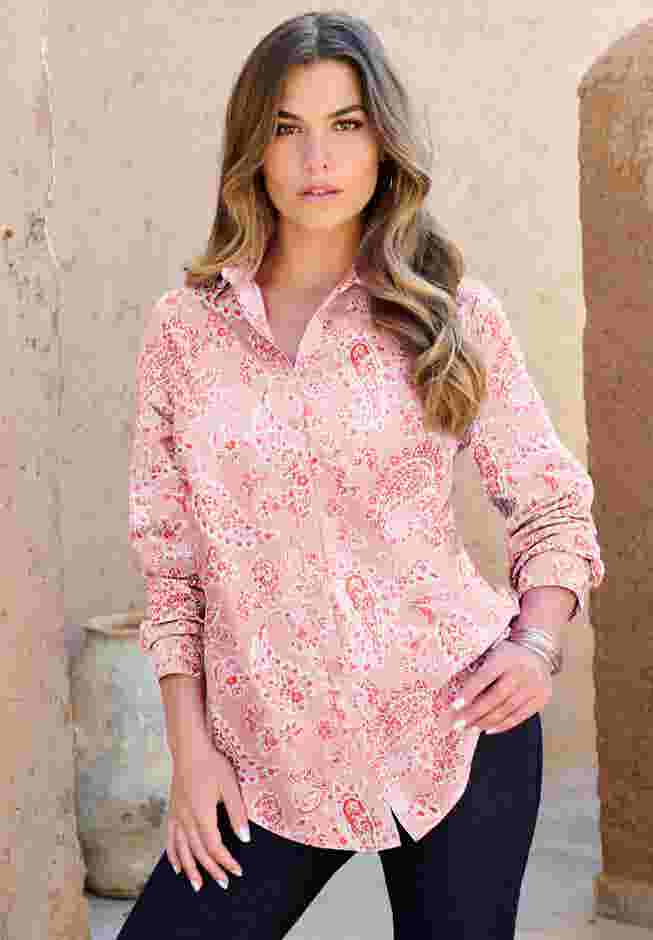 Plus Size Kate Long Sleeve Easy Cotton-Blend Button-Front Shirt image number 4