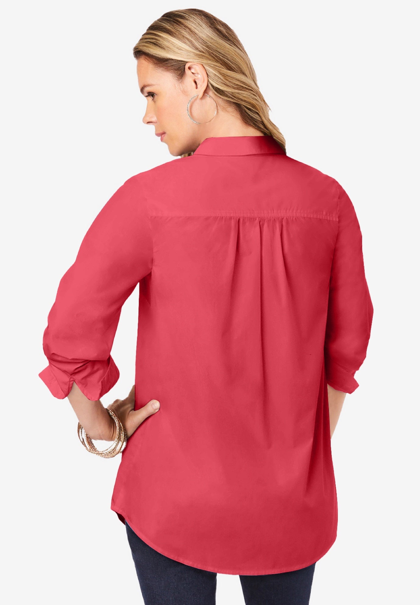 Plus Size Kate Long Sleeve Easy Cotton-Blend Button-Front Shirt image number 1