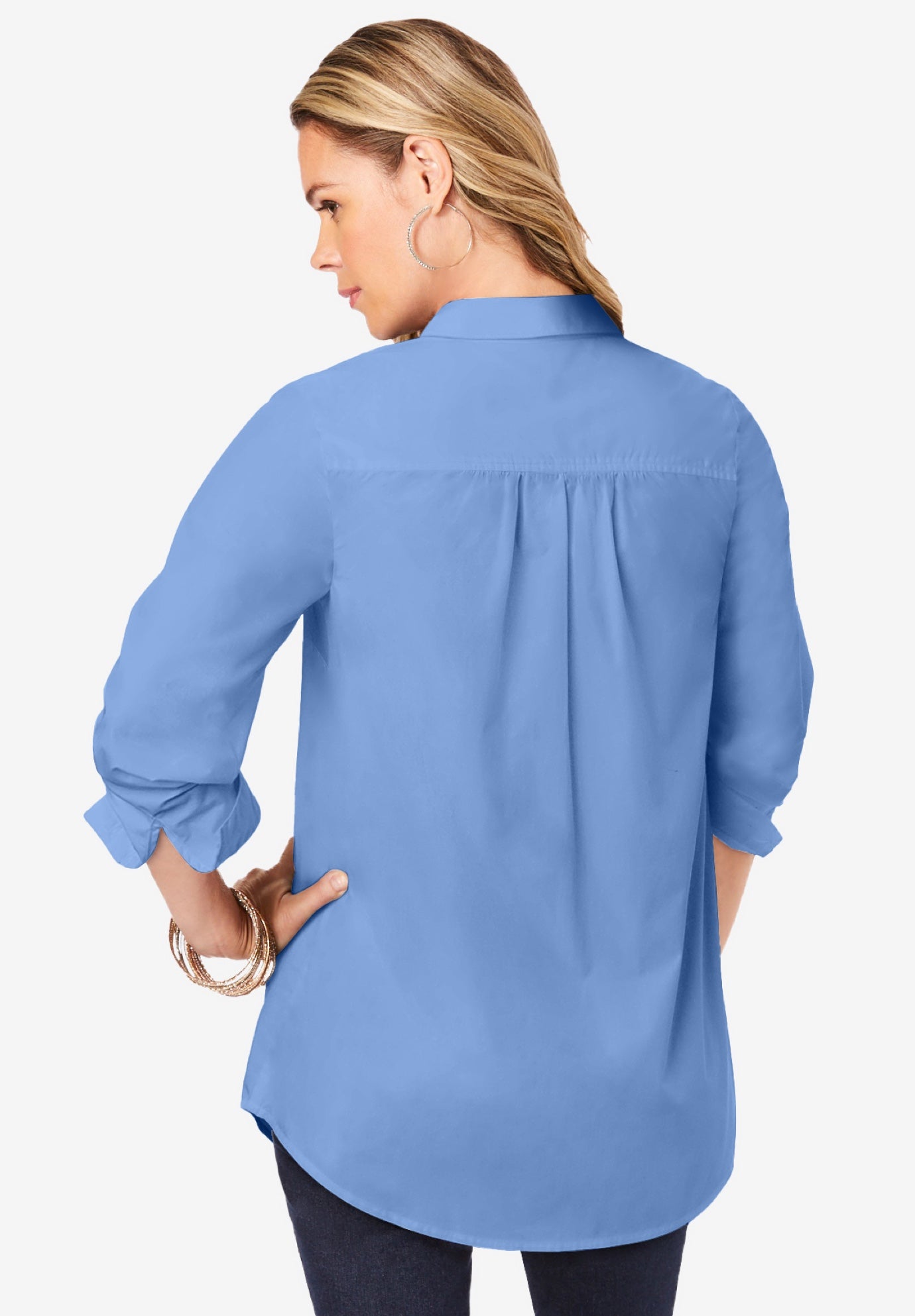 Plus Size Kate Long Sleeve Easy Cotton-Blend Button-Front Shirt image number 1