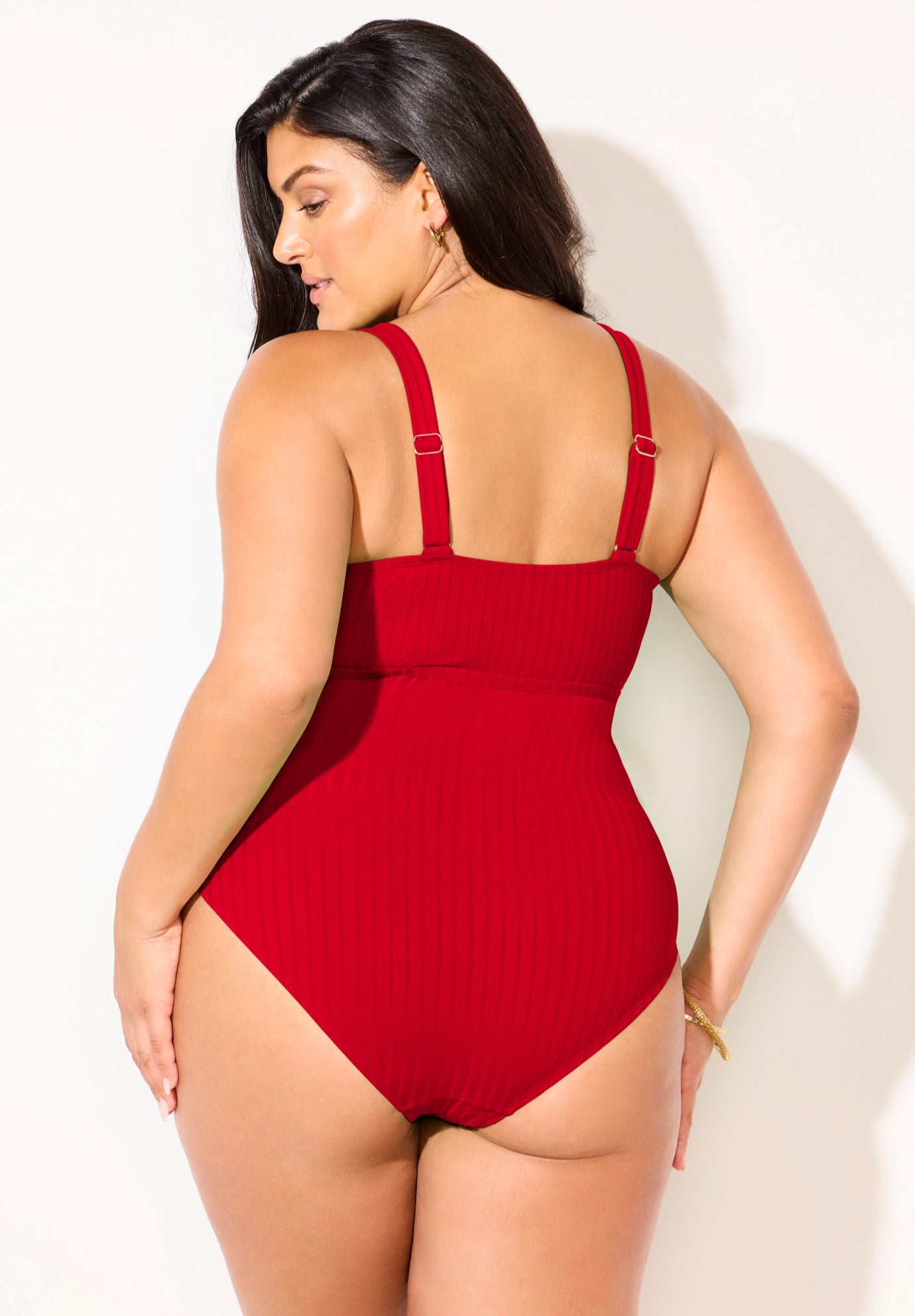 Ribbed V-Wire One Piece Swimsuit image number 1
