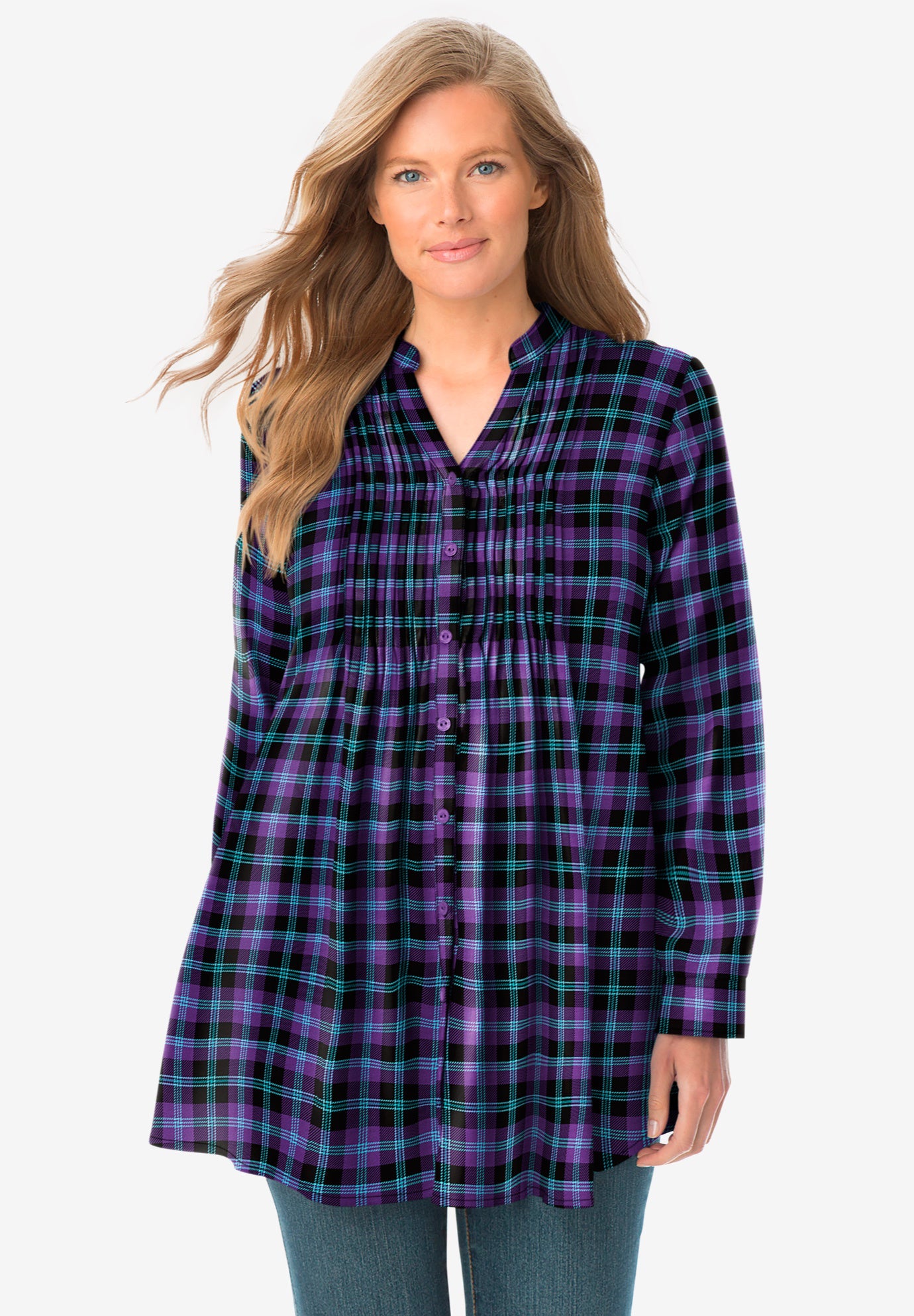 Pintucked Flannel Shirt image number 0
