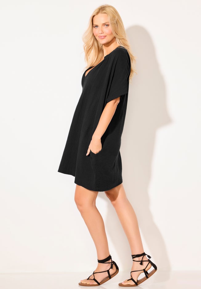 Gauze V-Neck Cover Up image number 2