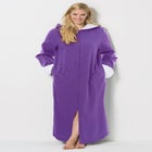 Sherpa-Lined Long Hooded Robe image number null