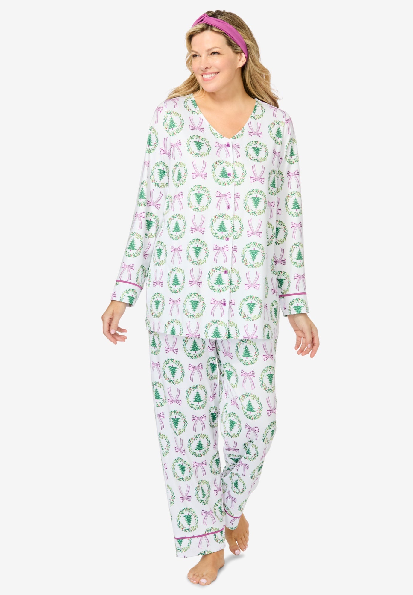 Dreams & Co.® V-Neck Pajama & Headband Set image number 0