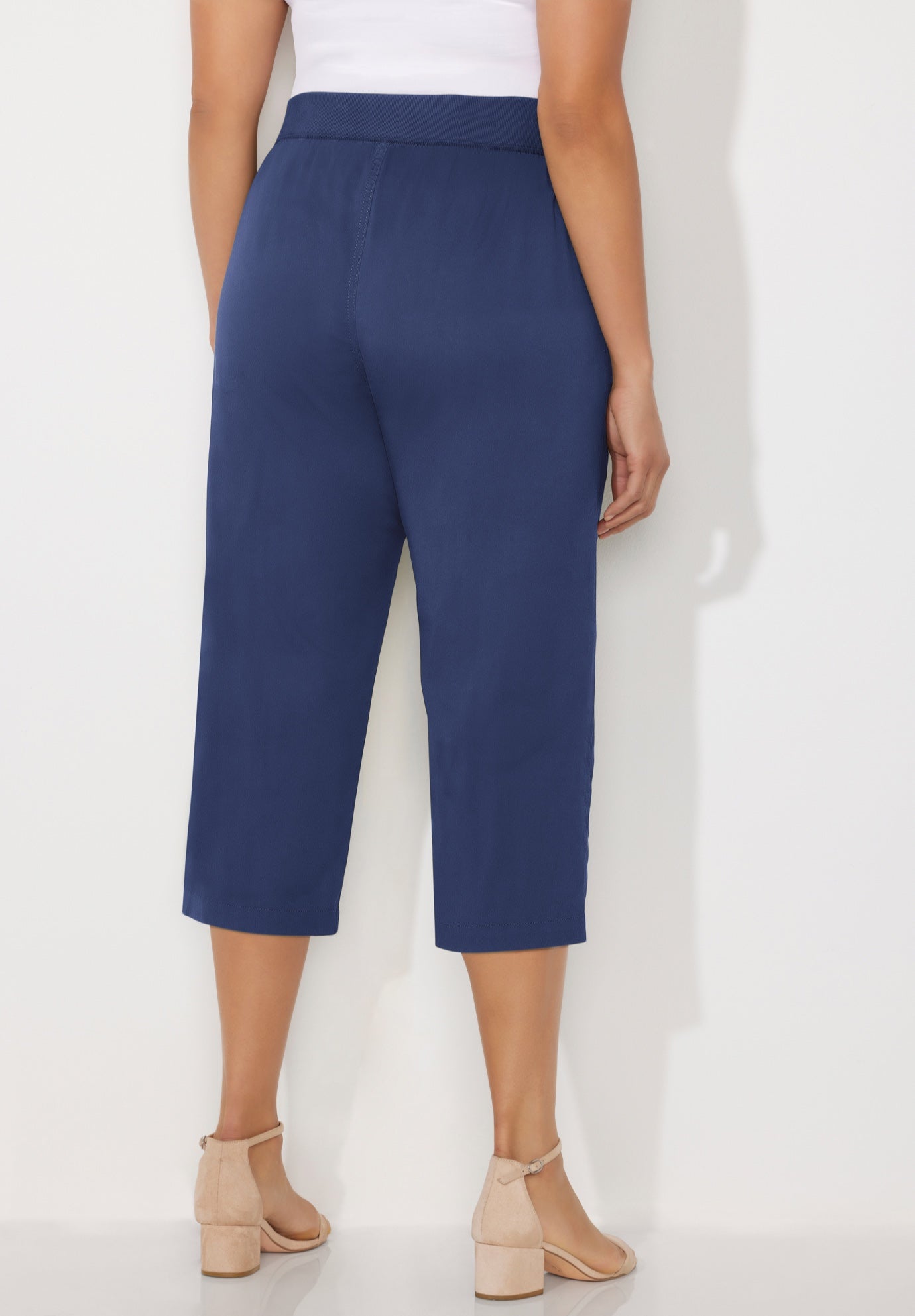 Stretch Knit Waist Cargo Capri image number 1