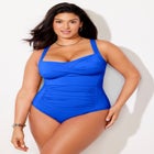 Ruched Twist Front One Piece Swimsuit image number 3
