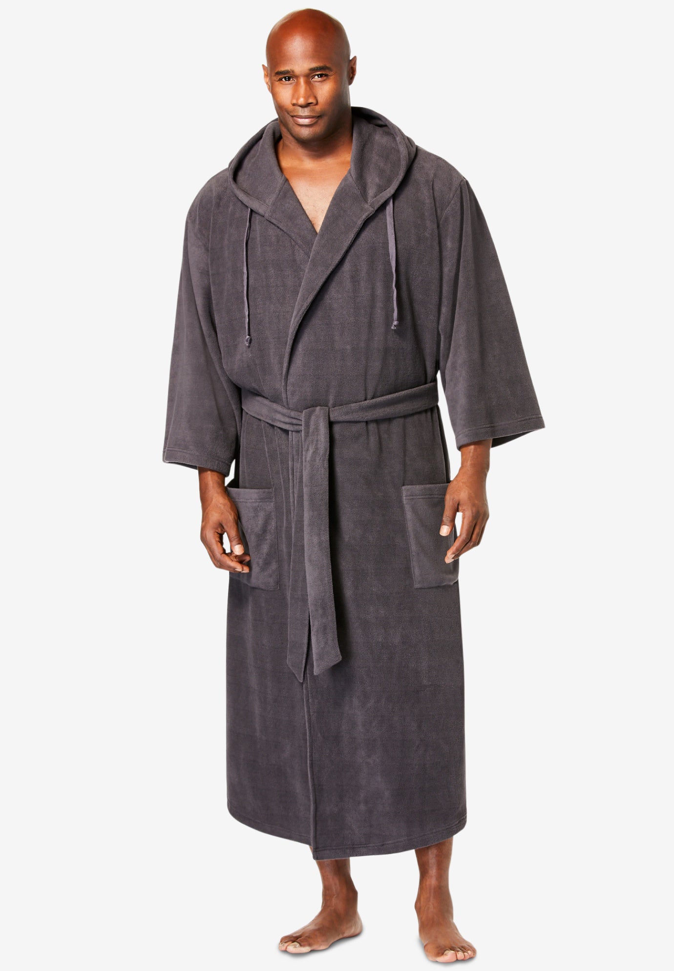 Hooded Microfleece Maxi Robe with Front Pockets image number 0