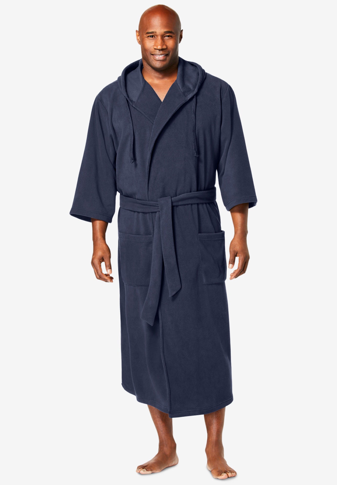 Hooded Microfleece Maxi Robe with Front Pockets image number 0