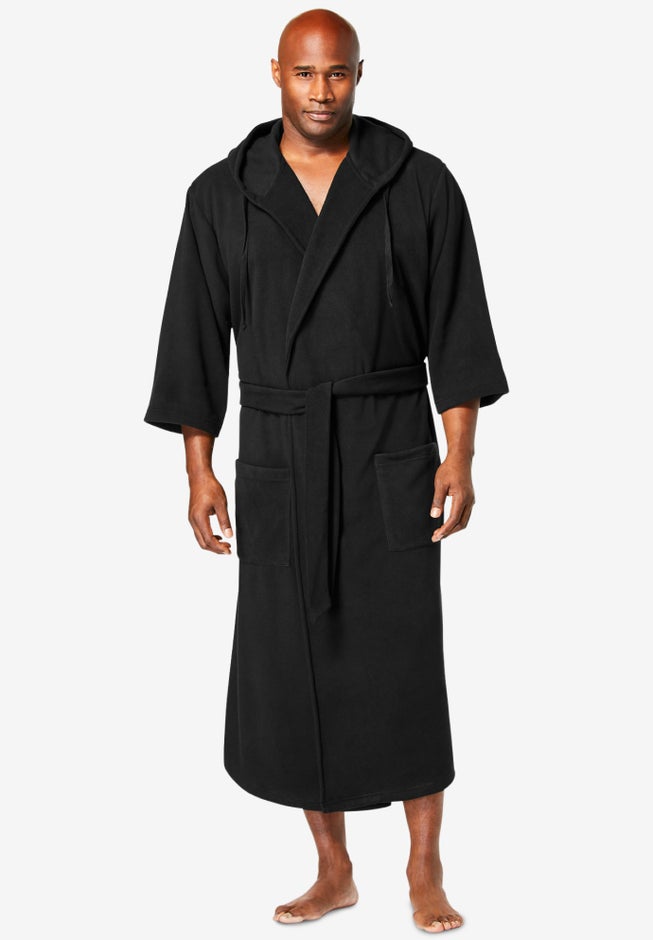 Hooded Microfleece Maxi Robe with Front Pockets image number 0