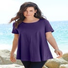Plus Size Cotton Ultimate Swing Tee with Keyhole Back image number null