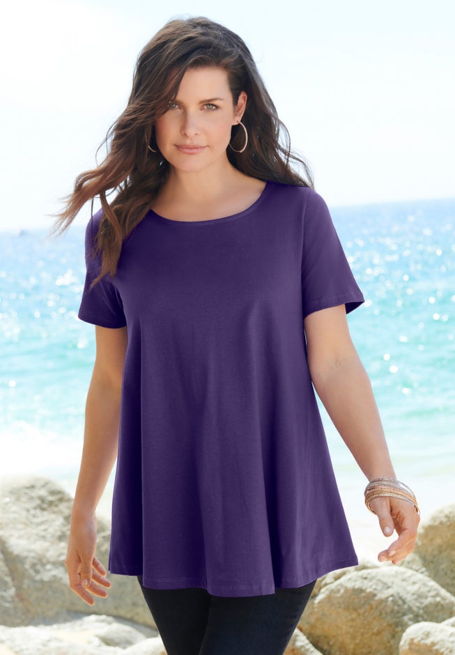 Plus Size Cotton Ultimate Swing Tee with Keyhole Back image number 7