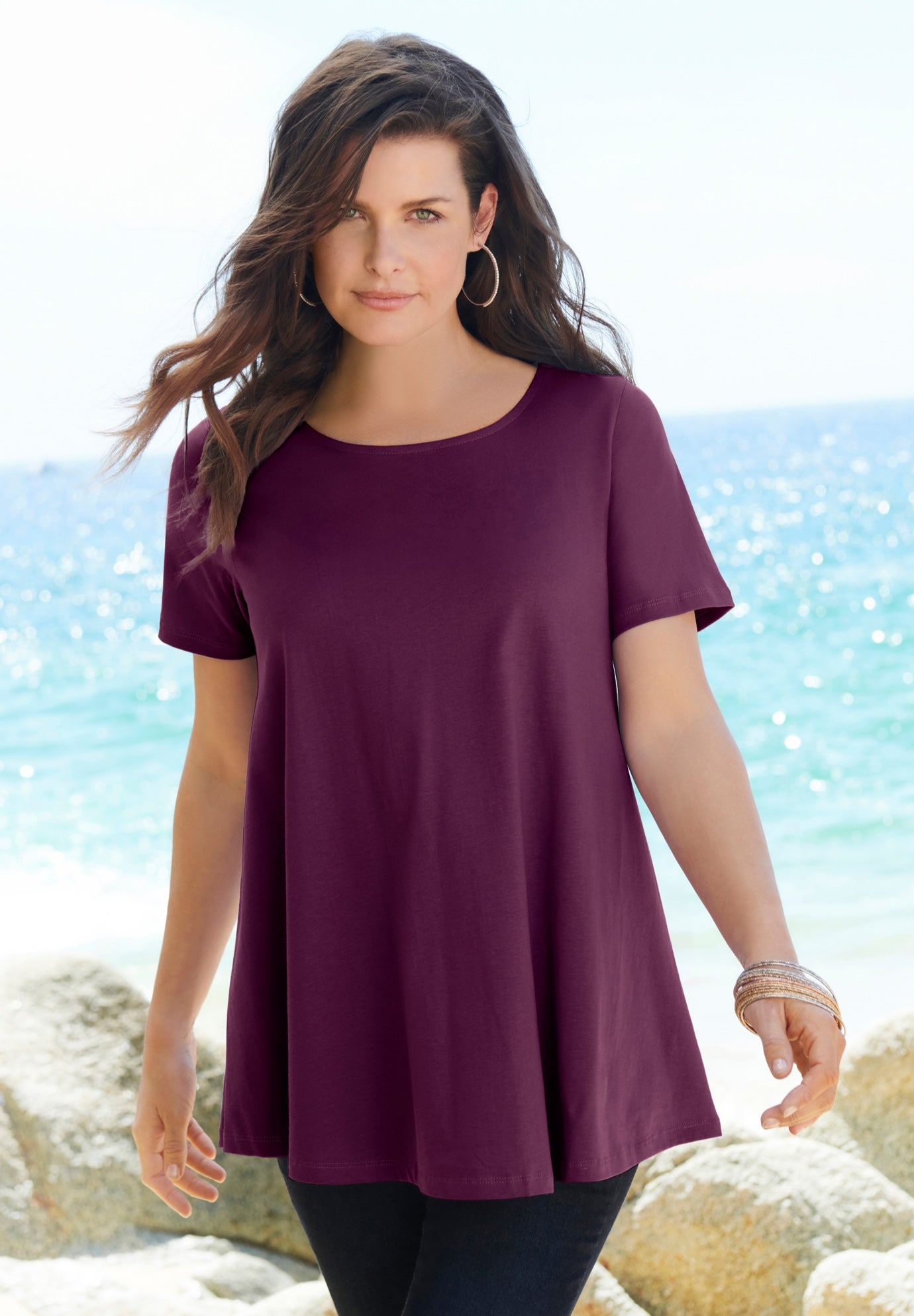 Plus Size Cotton Ultimate Swing Tee with Keyhole Back image number 8