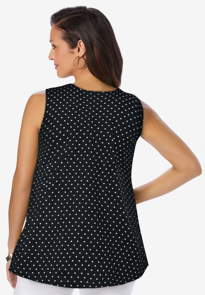 Stretch Cotton V-Neck Trapeze Tank image number 2