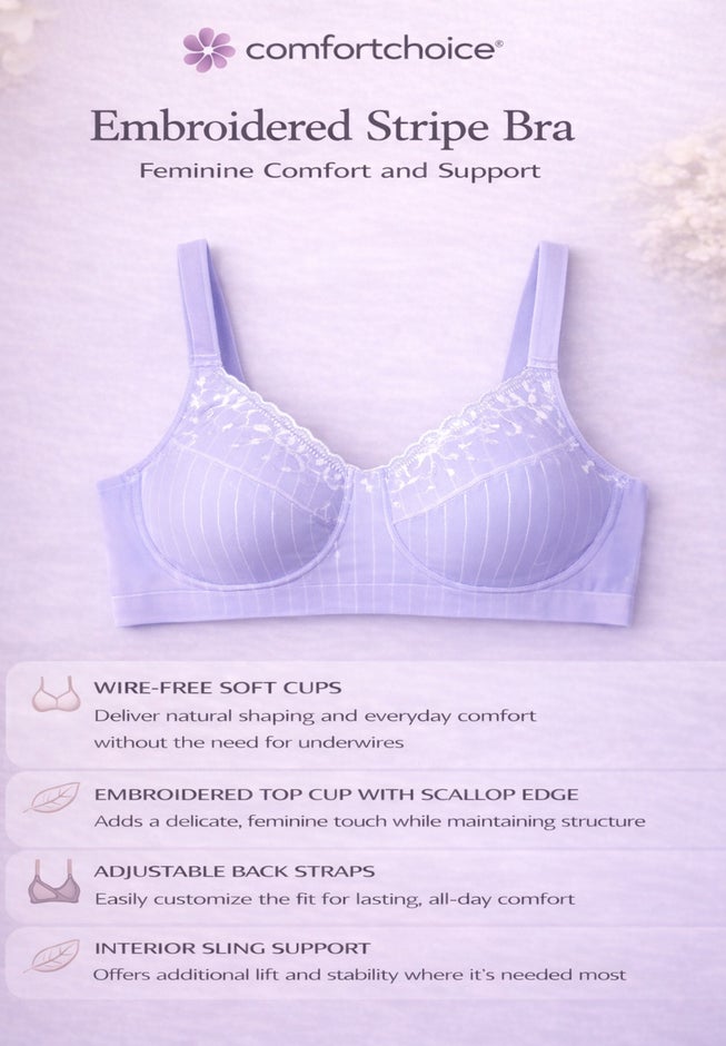 Pinstripe Wireless Bra image number 3