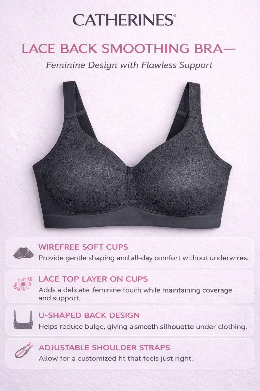 Catherines&reg; Lace Back-Smoothing Bra image number 2