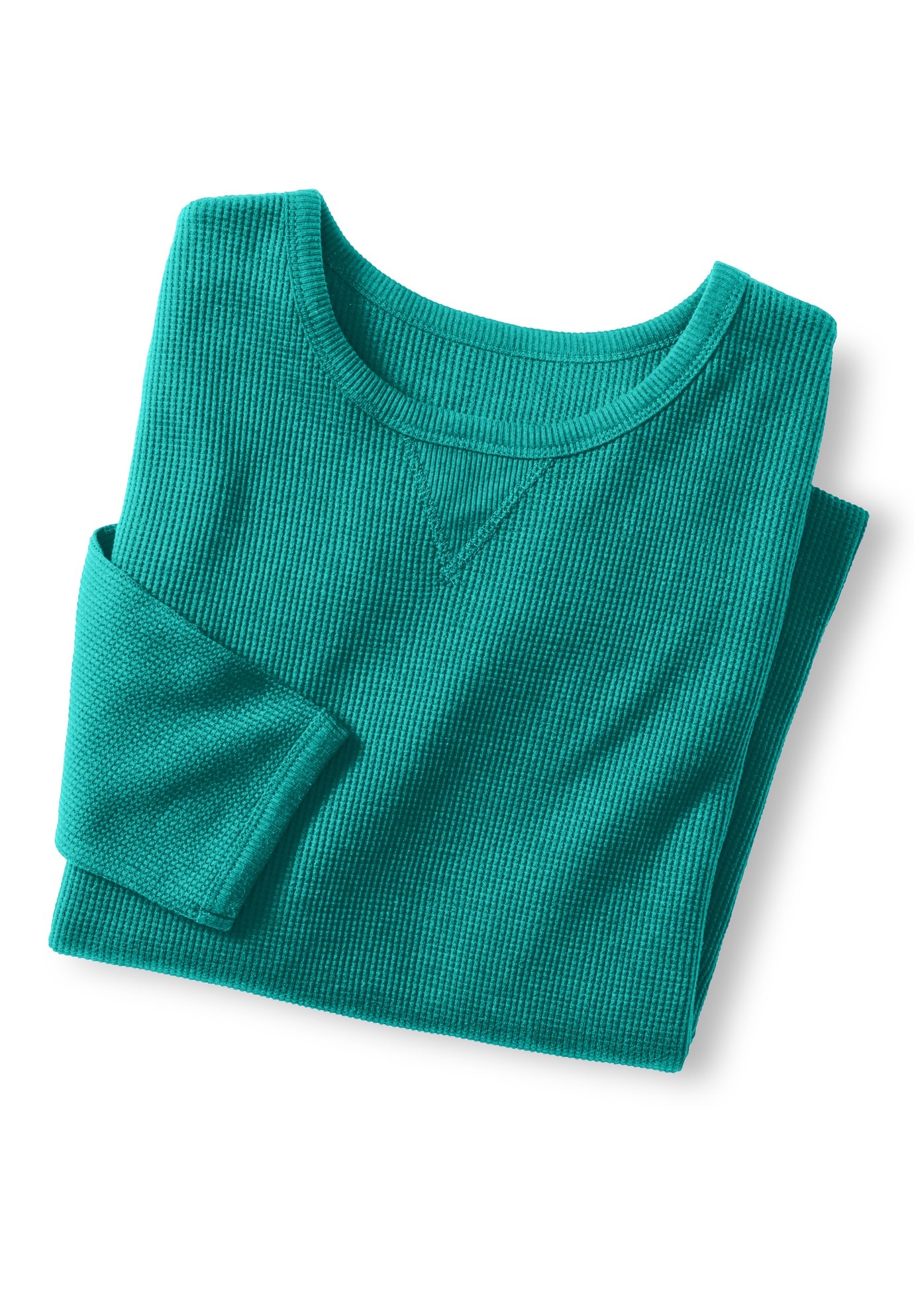Long-Sleeve Crewneck Soft Waffle Knit Thermal Shirt image number 2