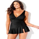 Plunge Ruffle Swimdress image number null