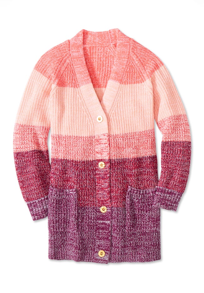 Ombre Shaker Cardigan Sweater image number 1