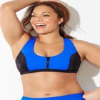 Colorblock Zip Front Bikini Top image number null