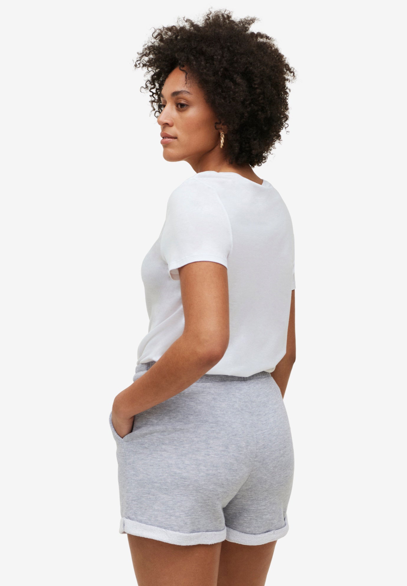 French Terry Drawstring Elastic Waist Shorts image number 1