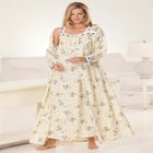 Long 2-Piece Cabbage-Rose Peignoir Set image number null