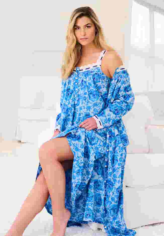 Long 2-Piece Cabbage-Rose Peignoir Set image number 3