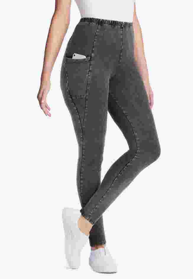 Stretch-Cotton Knit Pull-On Pocket Leggings image number 7