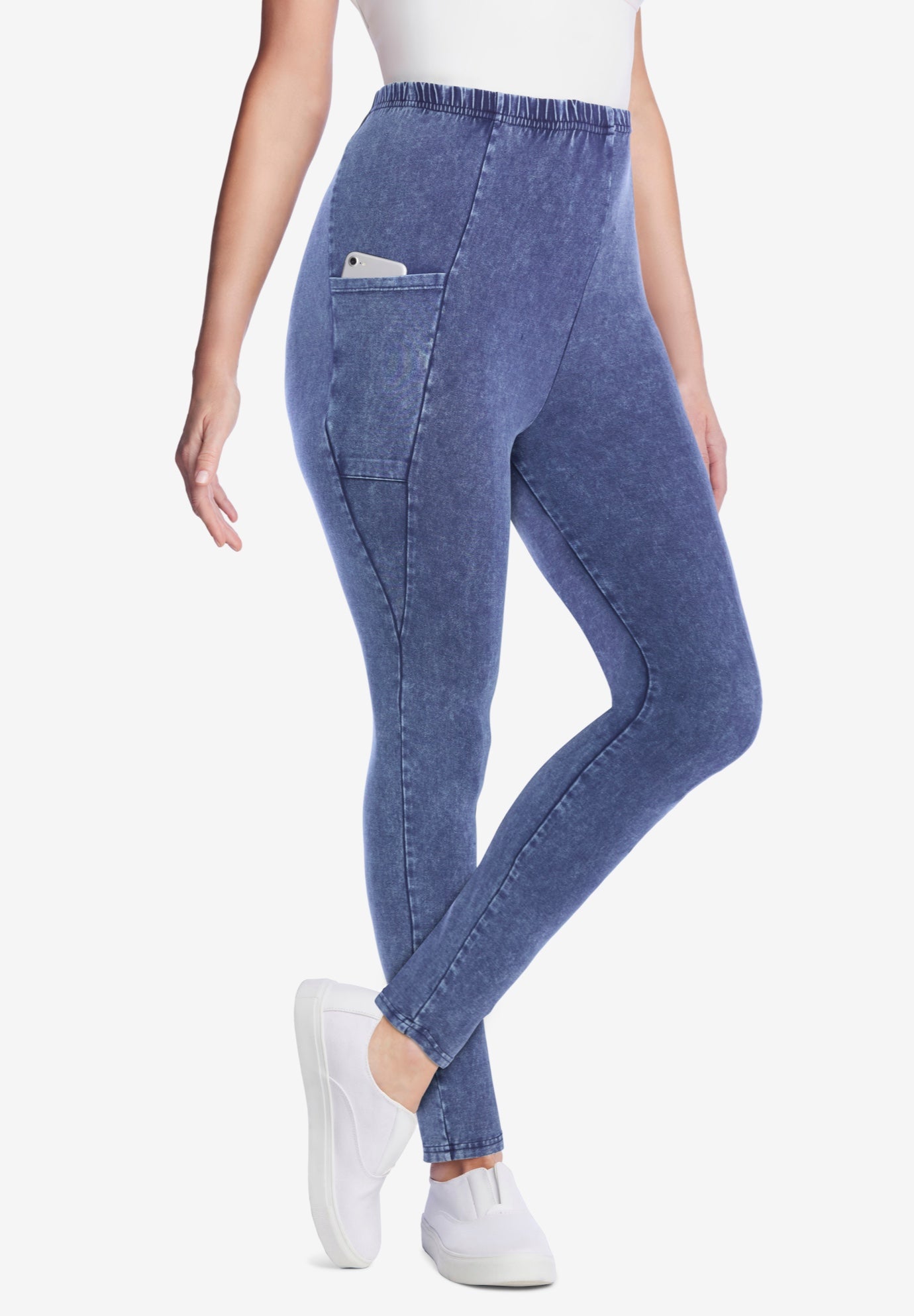 Stretch-Cotton Knit Pull-On Pocket Leggings image number 8