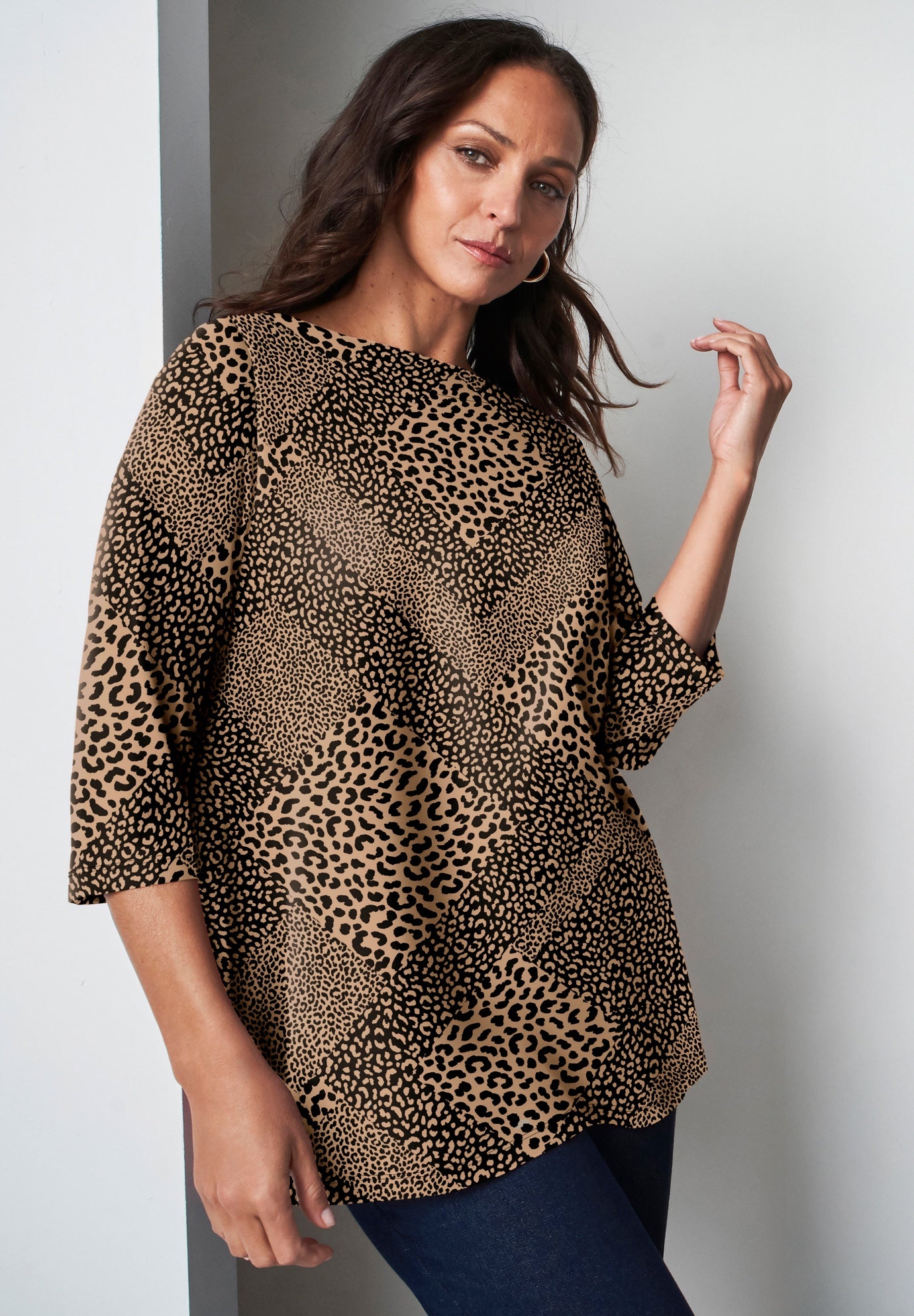 Stretch Cotton Boatneck Tunic image number 0